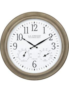 18" Indoor/Outdoor Tan Atomic Analog Wall Clock - Stylish Home Decor Timepiece